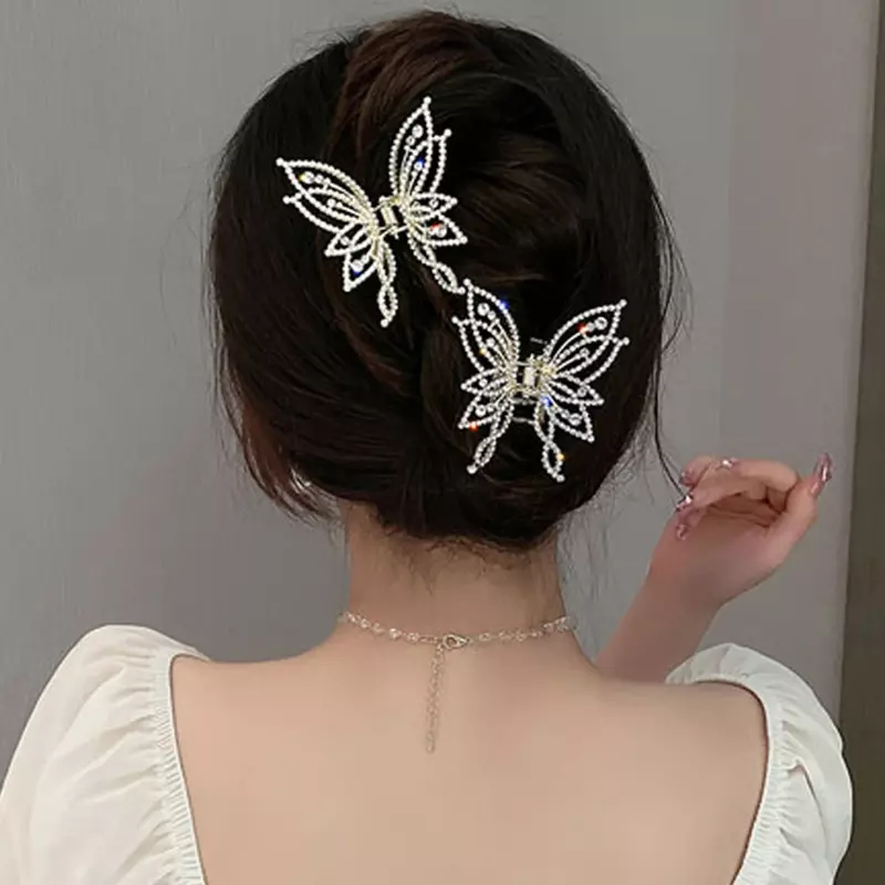 Модные металлические ажурные заколки для волос в форме бабочки для женщин и девушек элегантная заколка для конского хвоста винтажные аксессуары