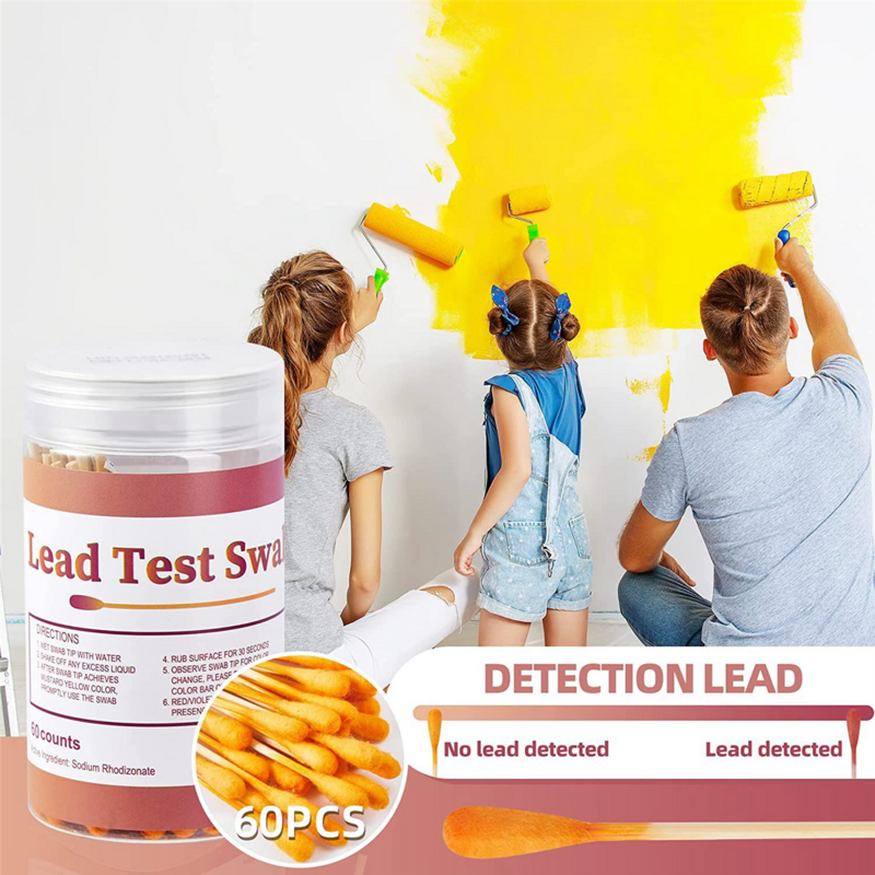 Набор свинцовых тест-тампонов-набор для испытания краски свинцовыми красками, свинцовые проверочные тампоны для домашнего использования, результаты тестирования за 30 секунд (60 шт.)