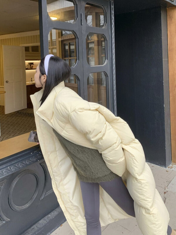 Женский пуховик свободного покроя, Повседневная однотонная пуховая куртка большого размера в винтажном стиле, 2023