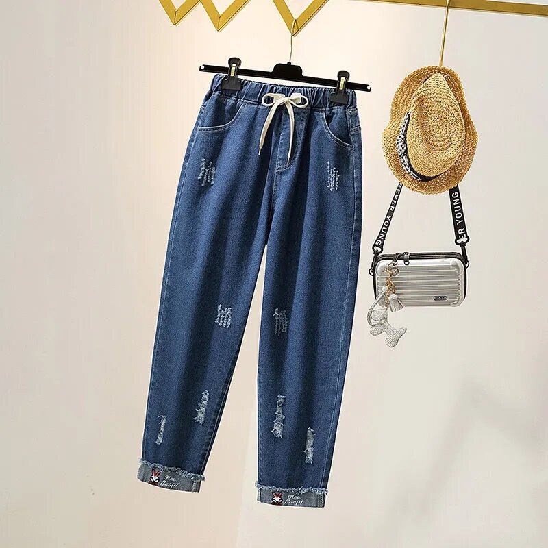 Jeans a vita alta pantaloni larghi a gamba larga pantaloni in Denim tagliati da donna 2024 nuova moda primavera estate pantaloni Casual larghi femminili