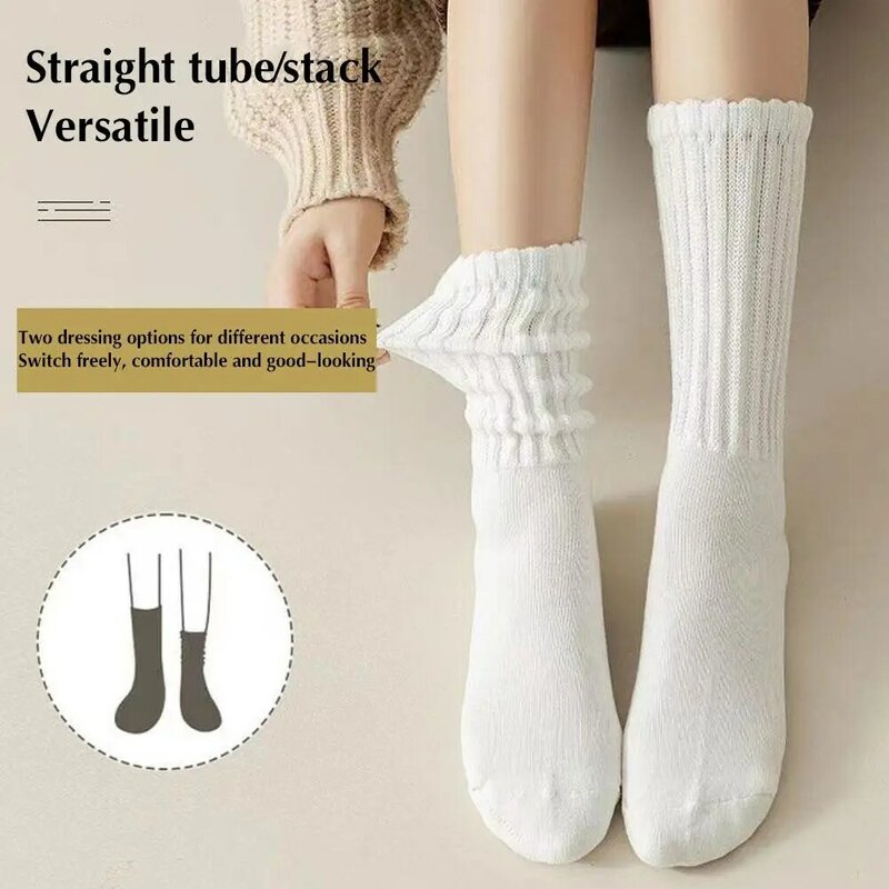 Новинка 2023, теплые носки, разноцветные нескользящие носки, однотонные дышащие женские мягкие цветные хлопковые термоноски, Длинные теплые носки X5m9