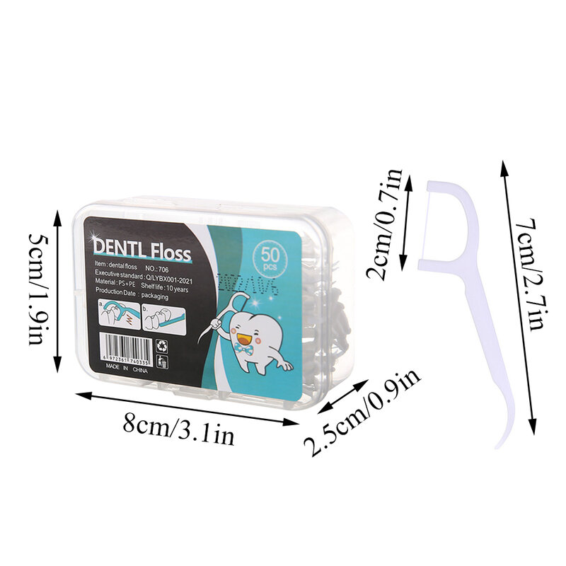 50 Stück Einweg-Zahnseide Mundhygiene Zahnstocher tragbare Inter dental zahns tifte mit Faden zahn reinigungs werkzeugen