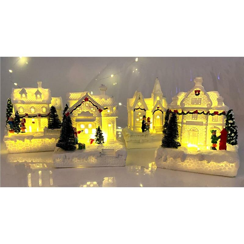 Desk Ornament Desktop Decor Luminous Lighted Holiday Supplies Village Decal Household Decorations Festival Accessories
