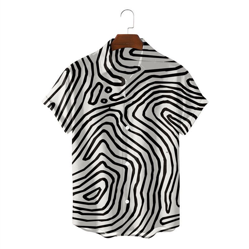 Hawaii Shirts Stripe Leopard Print Mens Short Sleeve Blouse Holiday Party Tops Hawaiian Shirt For Men Clothing Harajuku Camisa