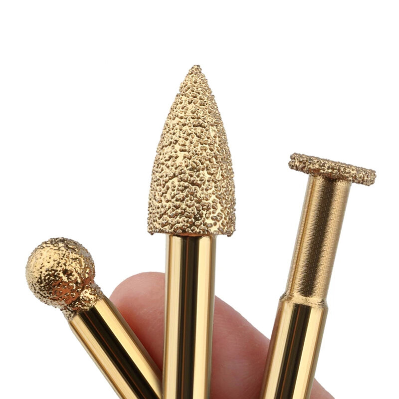 1pc Diamond Burr Head 6mm Round Shank For Cast Iron Stainless Steel Ceramics Glass Jade Marble Gold Power Tool Accessory