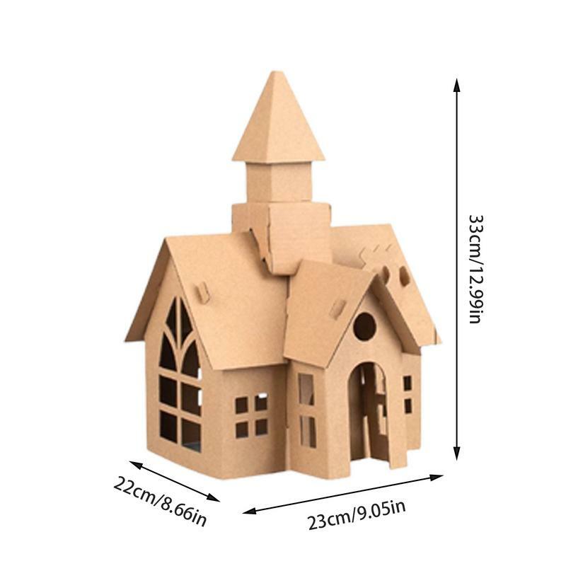 Mini Modell Haus Kit DIY Kinderspiel zeug Papier Haus Modell Papier Material DIY Bastel spielzeug für Geburtstag Weihnachts ferien und