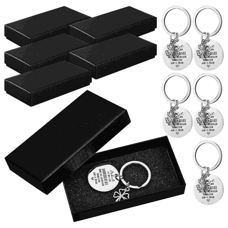 Porte-clés en acier inoxydable pour hommes et femmes, porte-clés avec équi-sacs, breloques porte-bonheur, pendentif bon, 6 pièces