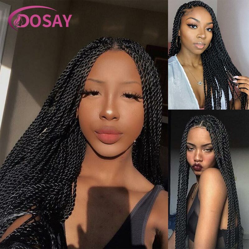 Synthetic Full Lace Frontal Wig Twist Braided Wigs Box Braided Lace Front Wig Faux Locs Wig Goddess Braids Wigs For Black Women