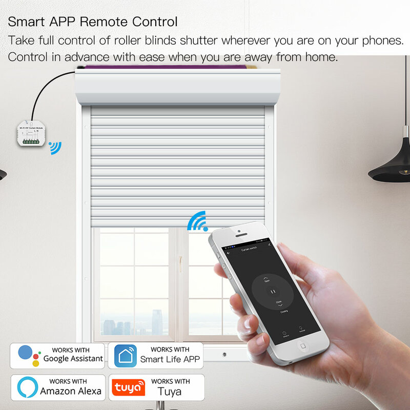 Interrupteur de rideau WiFi RF433 avec télécommande pour volet roulant électrique, protection solaire Tuya Smart Life Google Home Alexa Smart Home