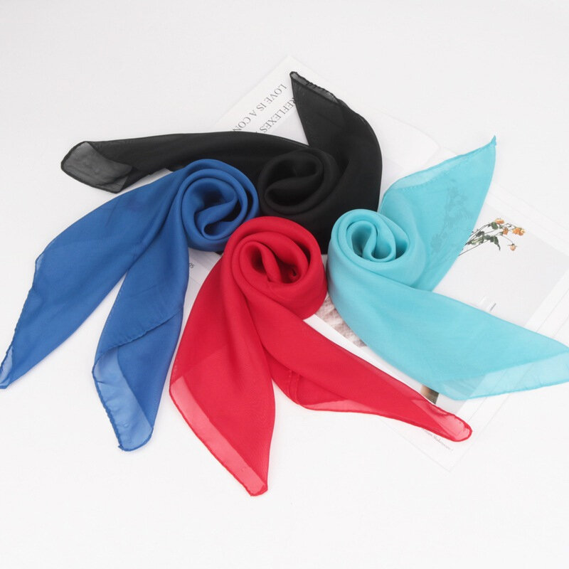 65*65cm Sommer mode Chiffon einfarbiger Schal Damen Kopf Hals quadratische Schal Schals weibliche Haar gummis Bänder Halstuch Schals