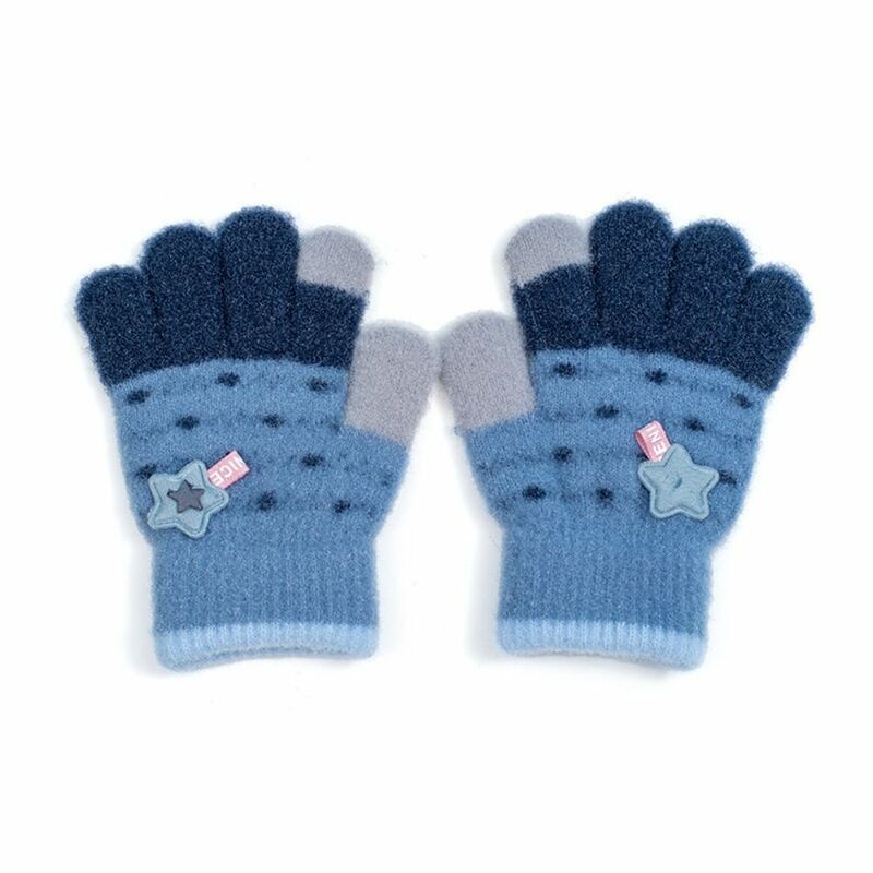 Thicken Children Knitted Gloves Cartoon Warm Cute Bear Full Finger Guantes Windproof Thicken Warm Mittens Kids