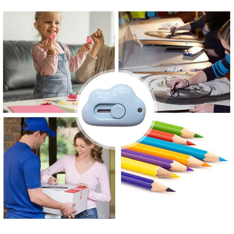 Office Mini Box Cutter Cute Cloud Portable Utility Paper Retractable Small Letter Opener Portable Dismantling the Courier Tool