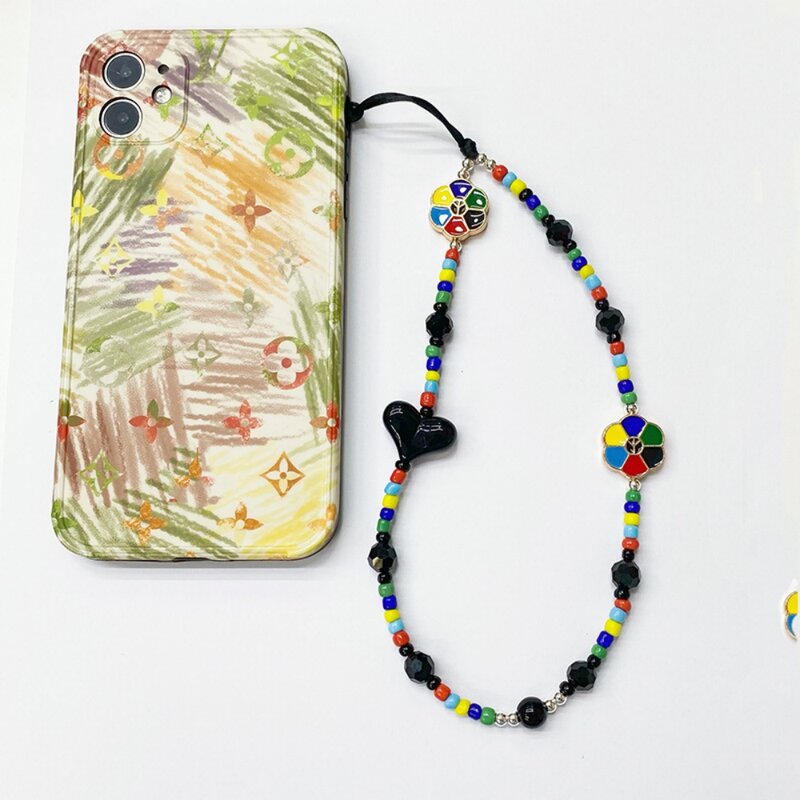 HERLOOK Palette Phone Charm Strap Y2K accessori perline colorate cuore cellulare catena telefono gioielli cordino Anti-perso