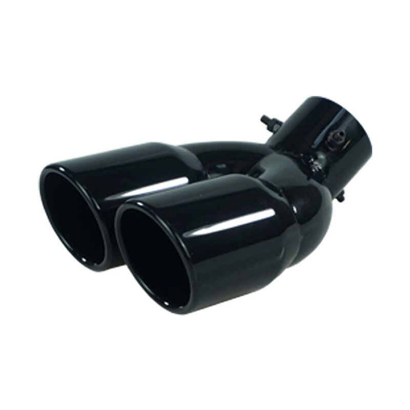 RESO   Universal Car 63mm Inlet Diameter 76mm Outlet Double-Barrel Rear Exhaust Tip Tail Pipe Muffler Stainless Steel
