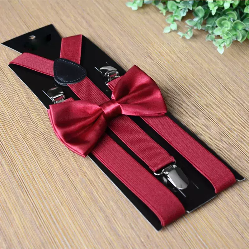 Men Matching Suspenders Braces&Bow Tie Combo Sets Fancy Costume Bow Tie Strap Set Temperament Suspender Bow Tie