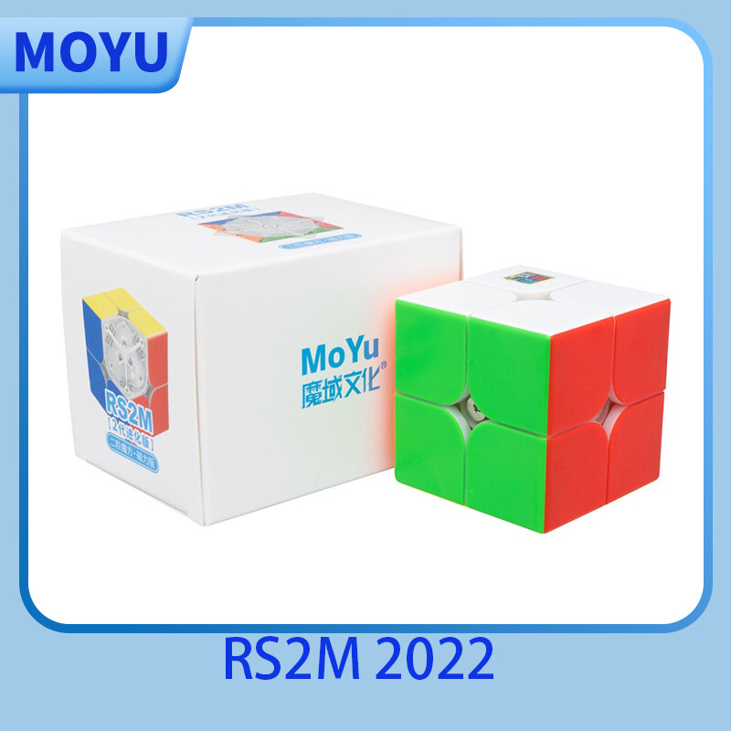 Moyu ลูกบาศก์ RS2M 2022 V2เมตร, ลูกบาศก์แม่เหล็กมหัศจรรย์ความเร็วสูงไม่มีสติกเกอร์ของเล่นฟิดเจต Rs2m 2x2 V2ปริศนา