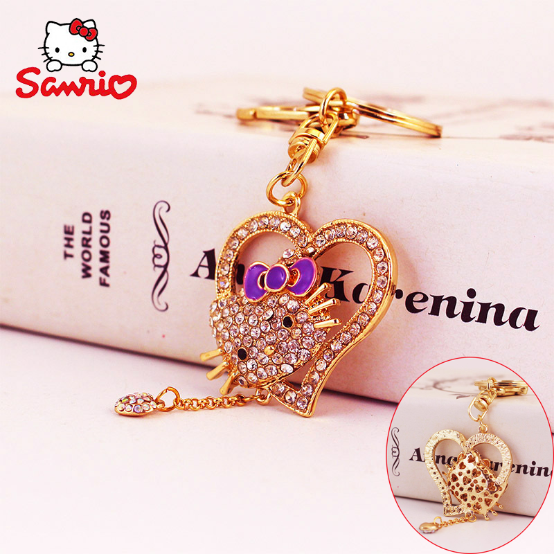 cute Hello Kitty Gift Sanrio Keychain Luxury Cute Car Keychain Creative Bag Pendant Key Chain Gift for Girl Women wholesale