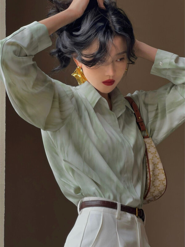 Женские рубашки, шикарные весенние топы с галстуком-бабочкой, изящные винтажные дизайнерские свободные темпераментные рубашки с лацканами, офисные женские рубашки в Корейском стиле