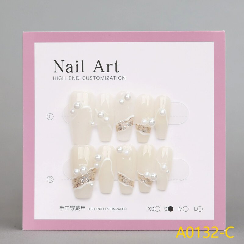 Small Size 10pcs removeable ballet press on  nails Handmade mid length Nail with durable waterproof and detachable fake nails