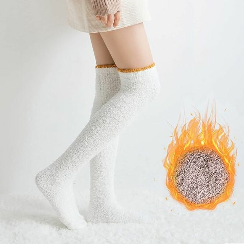 Warm Thicken Over Knee Socks Nylon Winter Autumn Soft Warm Thigh High Stockings Winter Leg Warmers Stretchy
