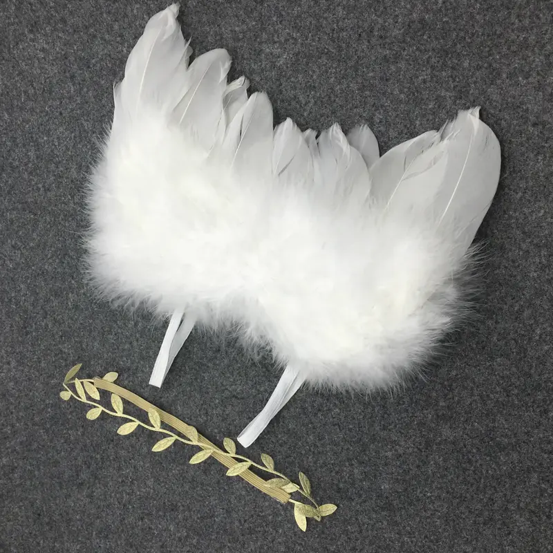 Decoración de alas de plumas de Ángel para Halloween, banda para el pelo de hojas, accesorios de fotografía de rendimiento de escenario para el Día de los niños, lindo, hermoso y suave