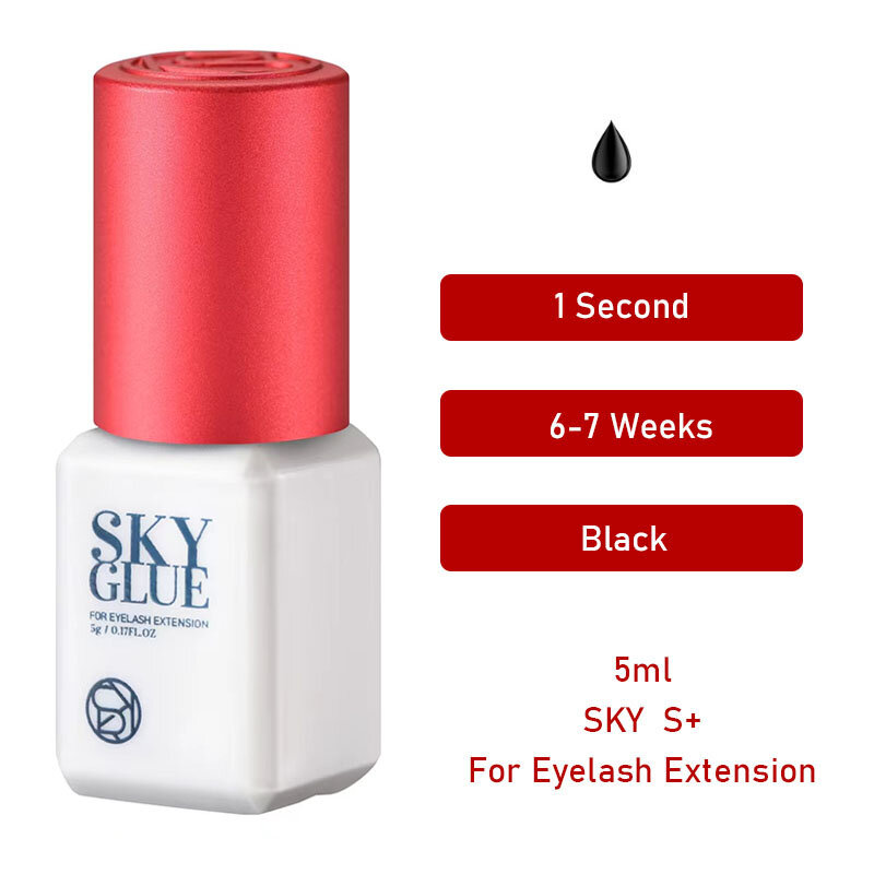 Sky cola para extensão dos cílios, 5ml, preto, vermelho, boné azul, beleza, saúde, beleza, salão de beleza, ferramentas de maquiagem, 10 garrafas