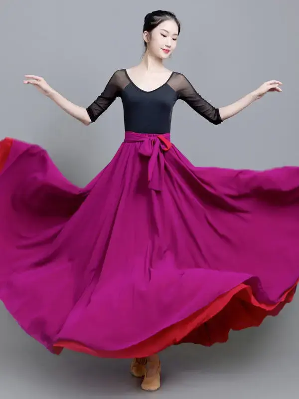 Robe longue de danse du ventre pour femmes, jupe flamenco espagnole, grande balançoire, document nickel é, performance gitane