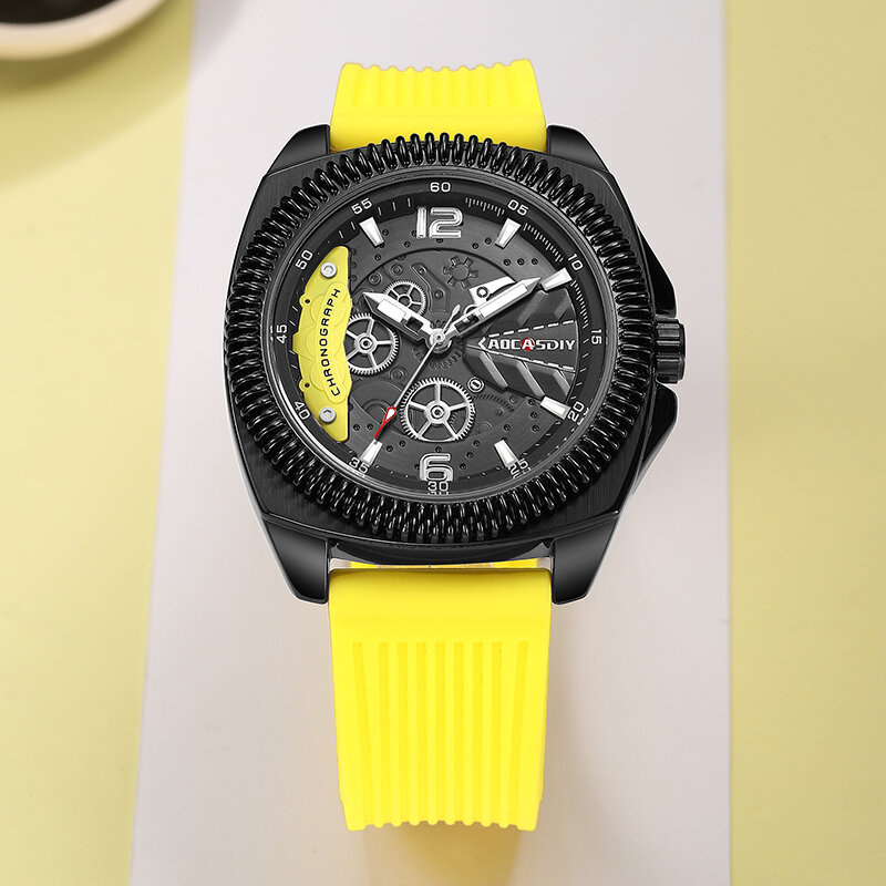 Aocasdiy-メンズカジュアルクォーツ時計,高級,防水,発光,クロノグラフ,腕時計,高品質