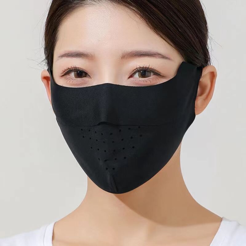 Mascarilla deportiva de seda de hielo para correr, máscara transpirable Anti-UV para conducir, protector solar, cubierta facial, protección facial de seda de hielo