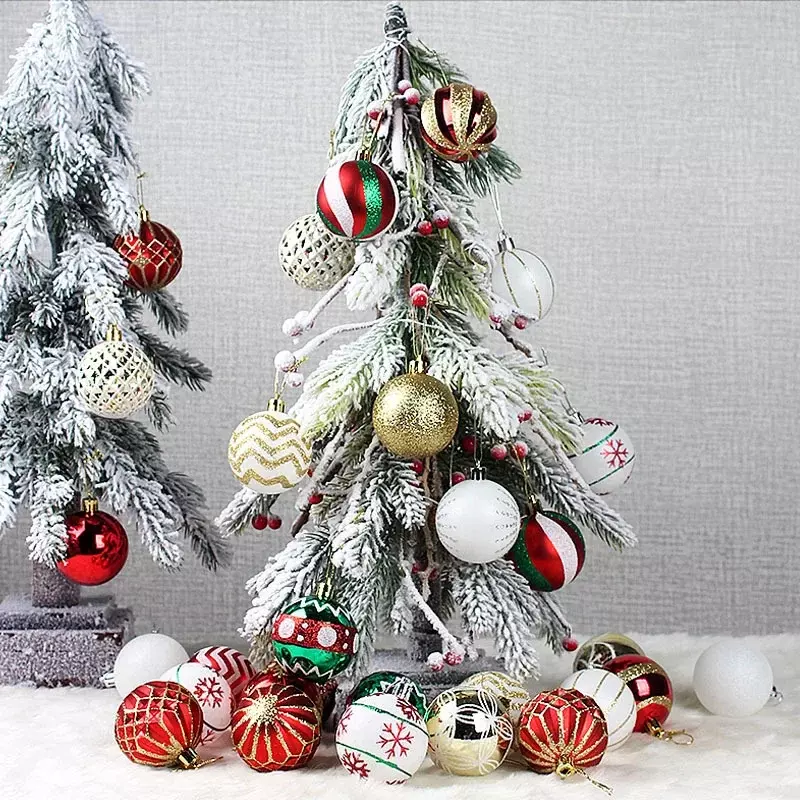30 Stuks Kerstbal Rood Goud 6Cm Bal Kerstboom Opknoping Hanger Kerstballen Voor Thuis Navidad Noel Natal Nieuwjaar 2023 Decoratie