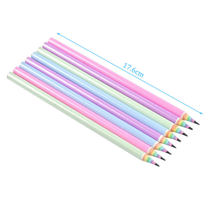 ดินสอสีรุ้ง12ชิ้นสำหรับเด็กเครื่องเขียนและวาดภาพ HB ปากกาการ์ตูนอุปกรณ์สำนักงาน