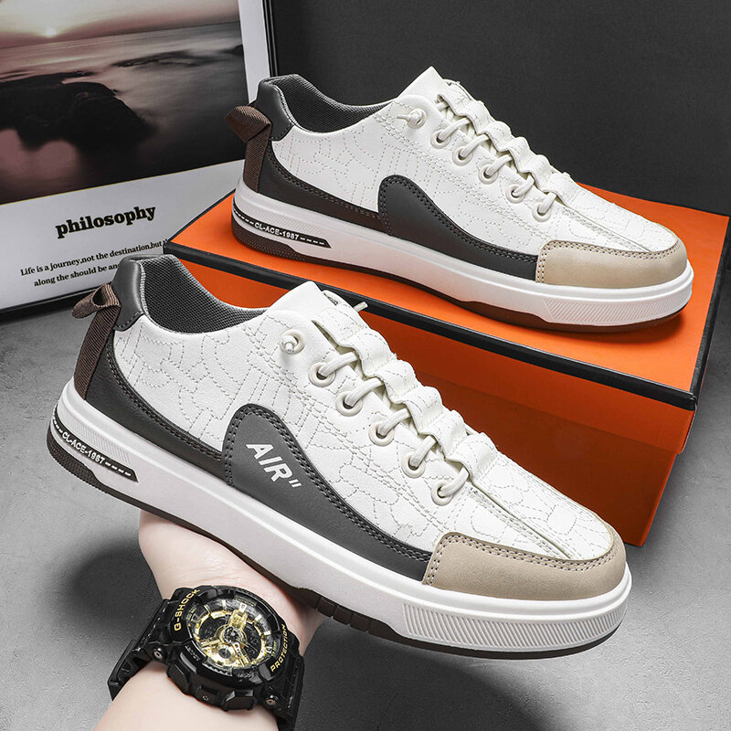 Daily Simple and Versatile Solid Color Casual Shoes, Comfortable Thick-soled Outdoor Men's Shoes, Durable and Wear-resistant