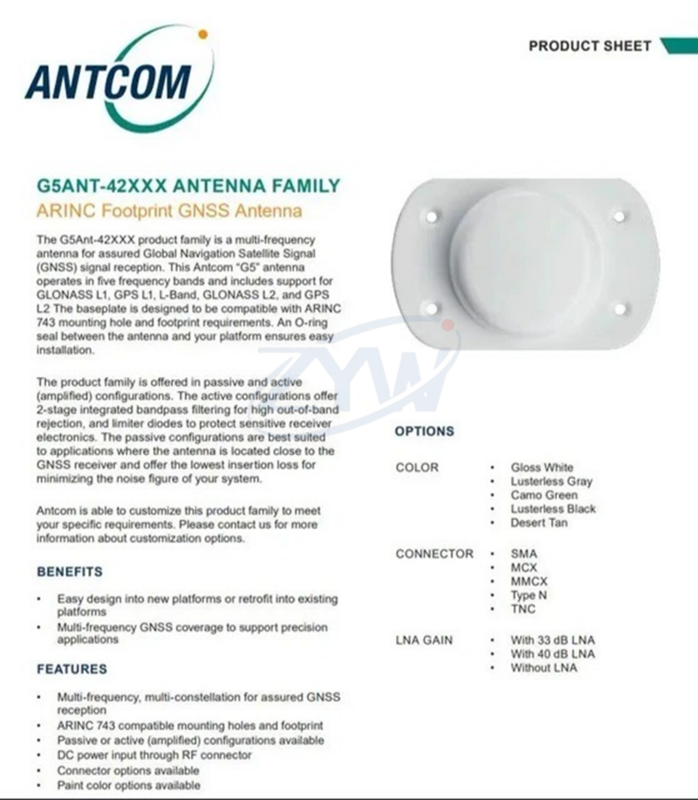 Antena GNSS de aviación de alto rendimiento, G5Ant-42AT1, venta al por mayor