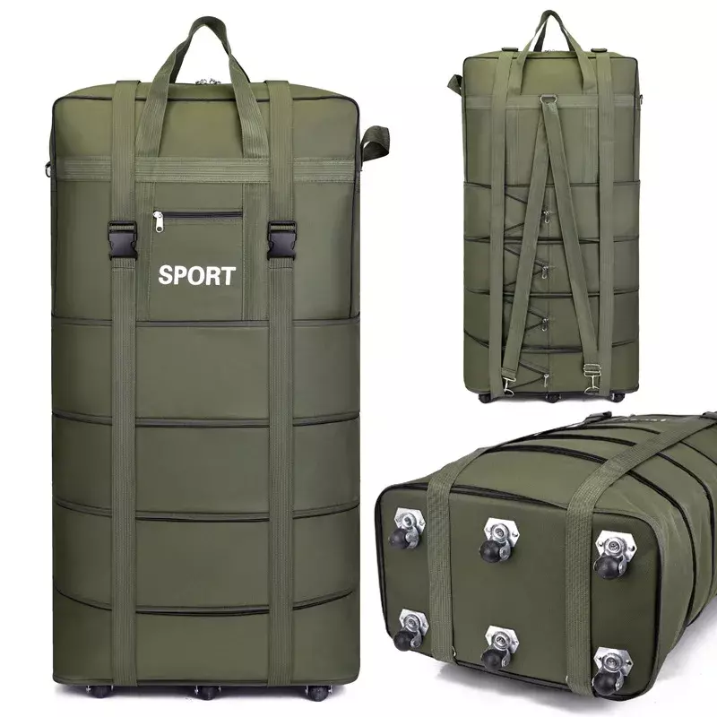 Tas Travel tahan air pria dan wanita, tas Check-in teleskopik kapasitas besar dengan roda lipat koper penyimpanan