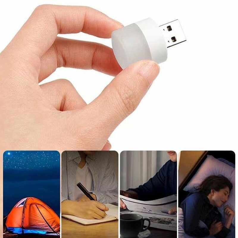 Luces de noche USB portátiles, Mini bombilla LED decorativa de 6 colores, compacta, ahorro de energía