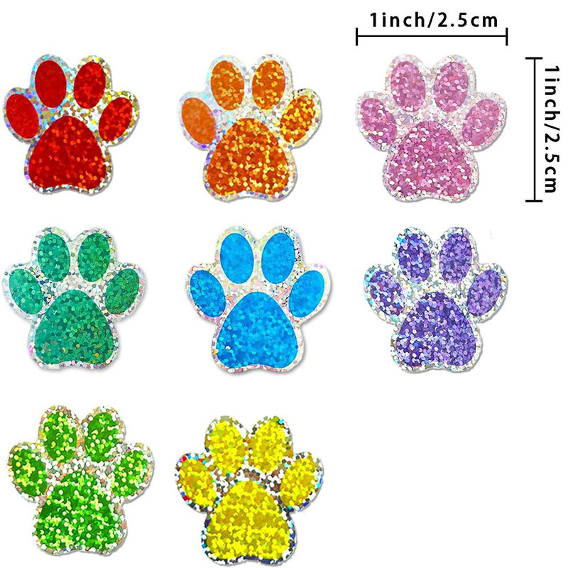 100-500pcs Cute Animal Paw Sticker DIY Colorful Holographic Lables Art Crafts Sticker Student Reward Stationery Stickers