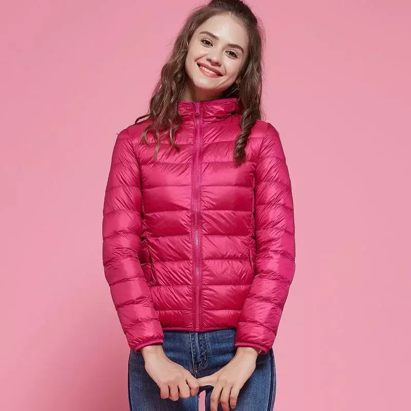 여성용 퍼플 재킷, 화이트 덕 다운, 따뜻한 초경량, 포장 가능한 퍼퍼 코트, 여성용 파카, 26 가지 색상, 용수철 겨울, 2023 신상