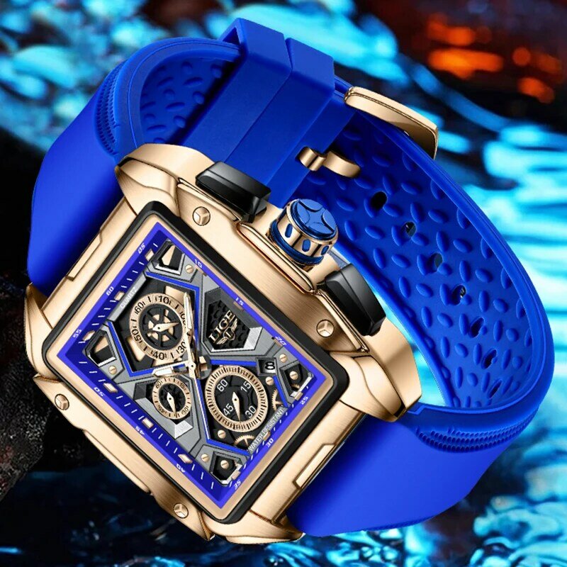 2023 nuovi orologi da uomo LIGE Top Brand Luxury orologio quadrato al quarzo impermeabile per uomo data Sport Hollow Clock maschile Relogio Masculino