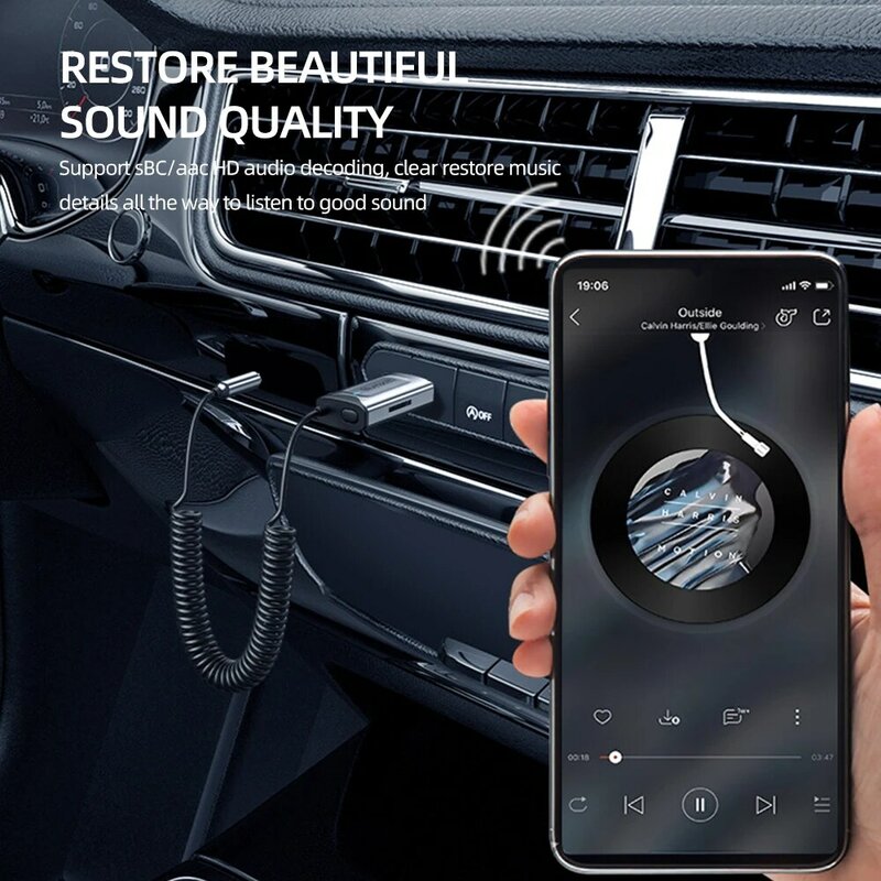جهاز إرسال Aux لاسلكي للسيارة ، بلوتوث ، محول جهاز الإرسال والاستقبال ، صوت الموسيقى ، راديو السيارة ، مكبر صوت MP3 ، مشغل
