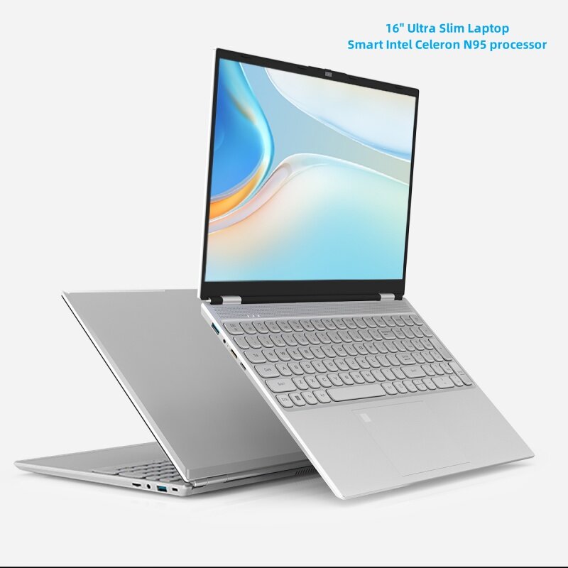 Notebook Intel Ultra Slim com identificação de impressão digital, computador para jogos, Celeron N95, display IPS, laptop pessoal, PC, 16 polegadas