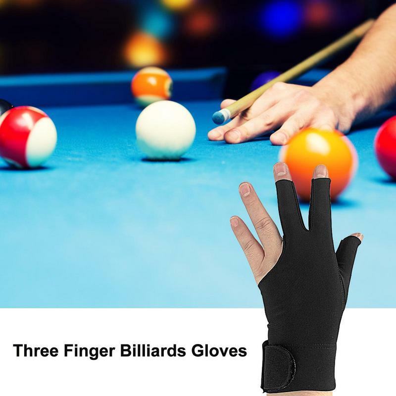 Guantes de billar de 3 dedos, diseño de 3 dedos, guantes de taco de billar izquierdo para agarre mejorado, accesorios de billar