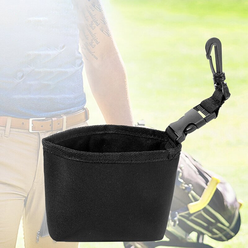 Golf limpeza saco, forro impermeável, clipe destacável, presentes do clube, leve, compacto, pano de microfibra, portátil, preto, fácil de transportar