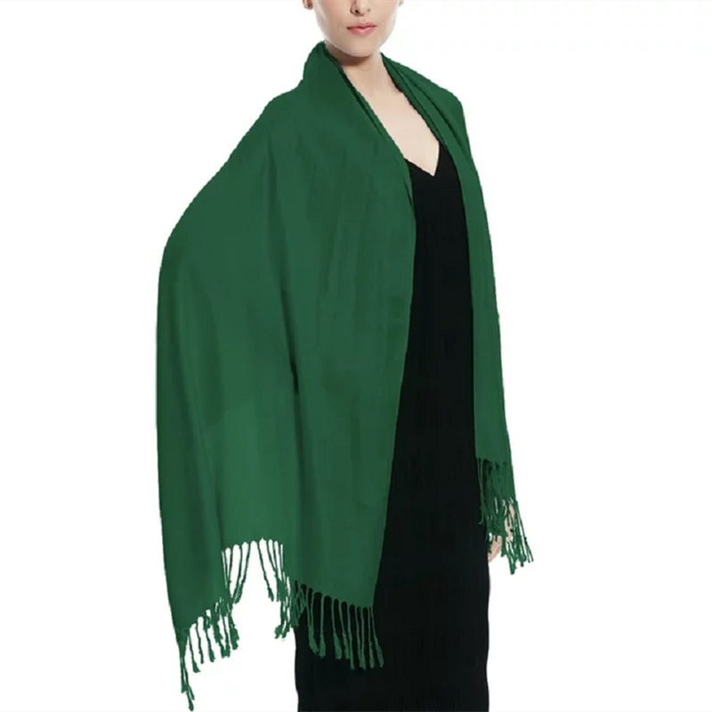 Bufandas de cuello cálidas para mujer, chal de imitación de Cachemira con flecos, Color sólido, moda de otoño y invierno, 2024