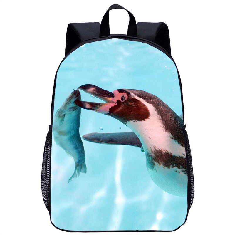 Tas punggung pola Pinguin tas sekolah anak laki-laki perempuan tas bepergian gambar hewan lucu modis tas sekolah kapasitas besar anak-anak