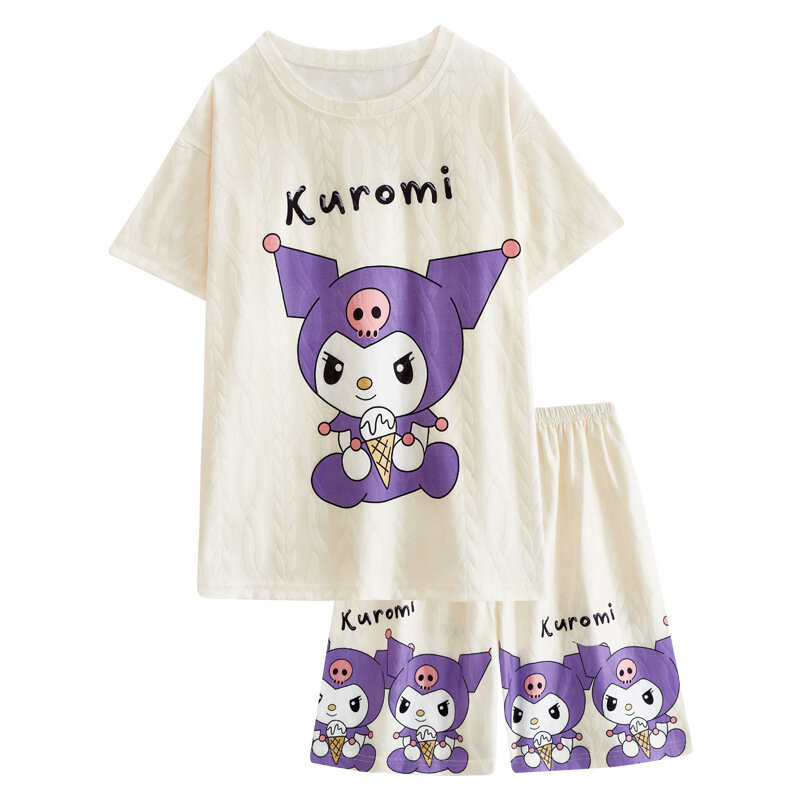 Kawaii Kuromis Sleepwear Summer Children's Pajamas Set Pijama Girls Boys Short Sleeve Jacquard Combed Cotton Cartoon Girls Set