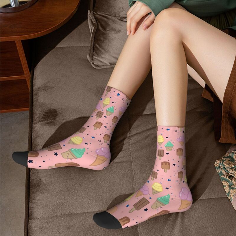 Ice Cream Socks Harajuku Super Soft Stockings All Season Long Socks Accessories for Man's Woman's Gifts