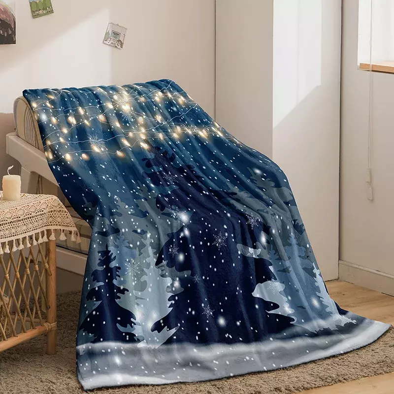 Christmas Flannel Throw Blanket Christmas Decor Gift, Microfiber Tree Santa Claus Snowman Couch Bed Sofa Blanket Travel Blanket