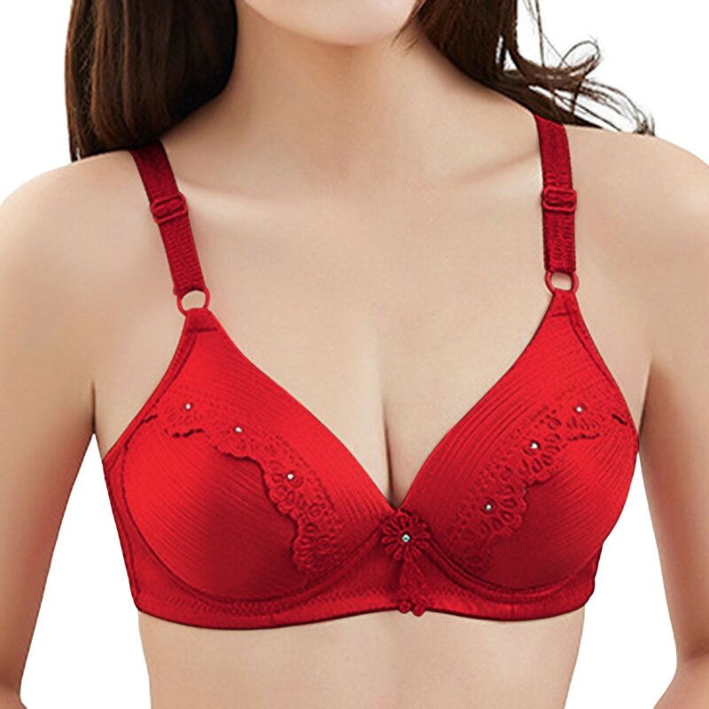 Padded Sports Bras Women's Sexy Comfortable Medium And Old Age Large Thin No Steel Ring Brushed Three Breasted Comfortable Bra