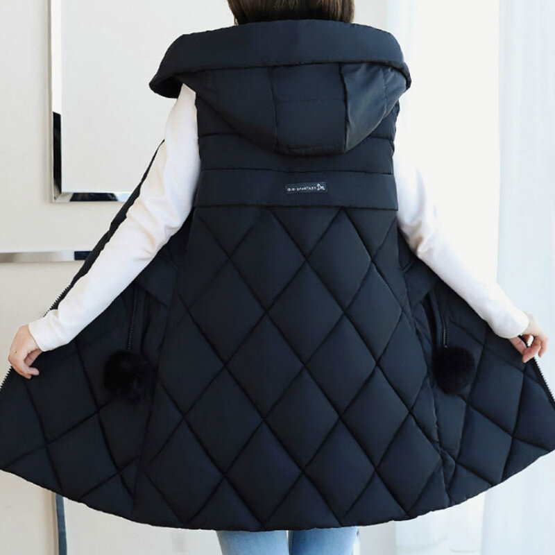 Chaleco de algodón de plumón para mujer, chaqueta grande sin mangas, cálida, estilo coreano, para primavera y otoño, L-4XL