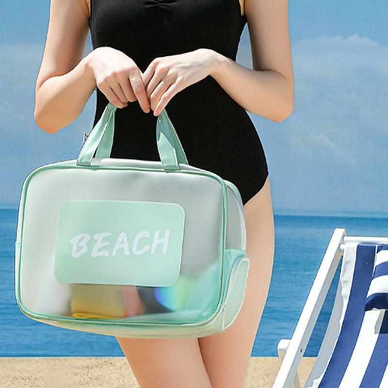 Waterproof Beach Bag Pool Bag Travel Organizer Bag With Zipper And Handle Large Capacity Wet Dry Separation For Beach Travel
